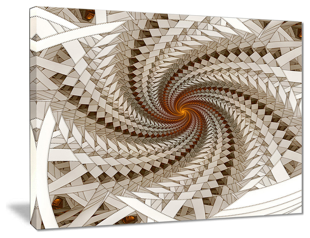 "White Fractal Spiral Pattern" Digital Canvas Print, 20"x12"