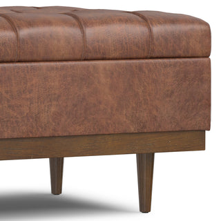 Mariah Coffee Table Storage Ottoman, Distressed Saddle Brown