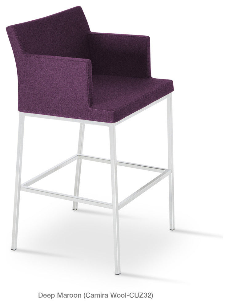 Soho Chrome Stools, Chrome Base, Black Ppm