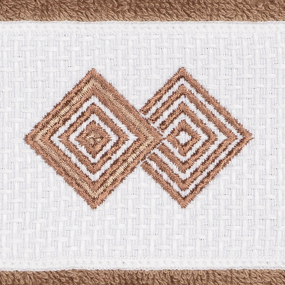 Linum Home Textiles Noah Embellished, Latte, Washcloth, Single