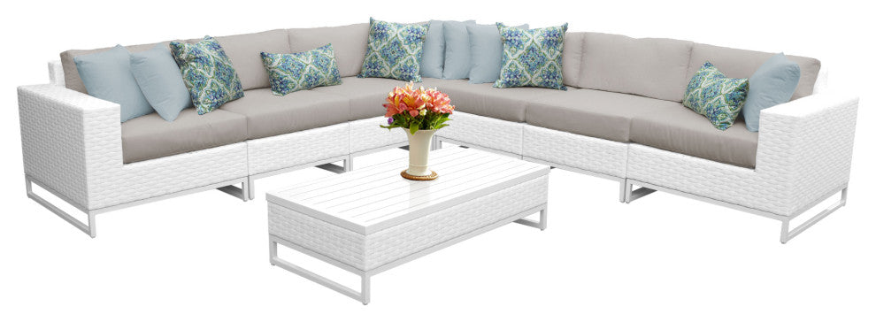 Miami 8 Piece Outdoor Wicker Patio Furniture Set 08f