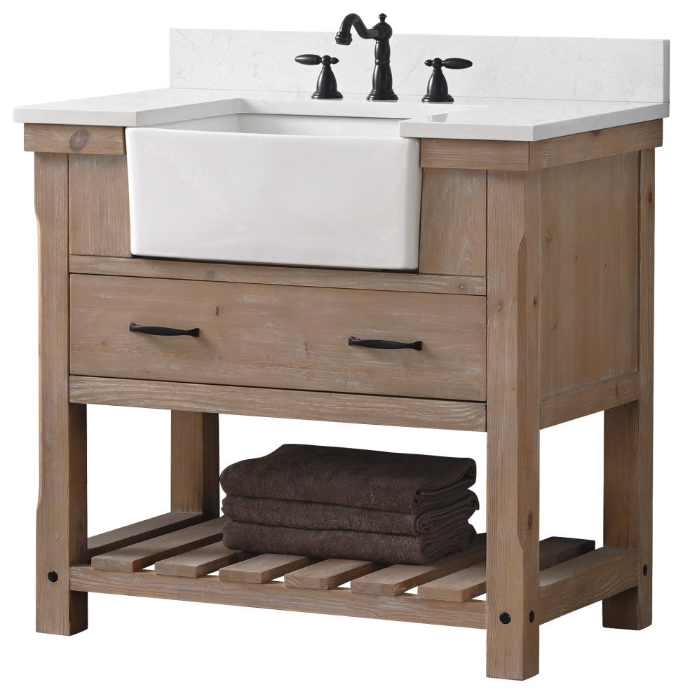 Wesley 36" Bathroom Vanity, Weathered Natural