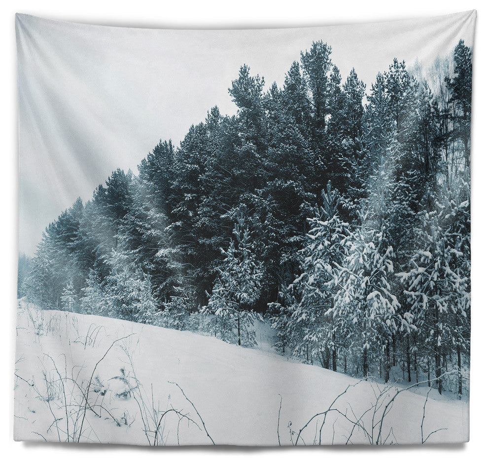 Dark Winter Trees Landscape Wall Tapestry, 80"x68"