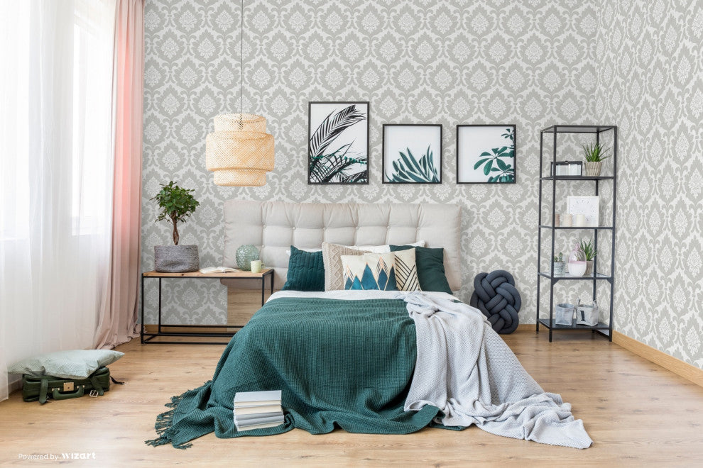 Osbourne Silver Damask Wallpaper