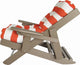 Folding and Reclining Siesta Chair, Poly Lumber, Weathered Wood, Cabana Flame