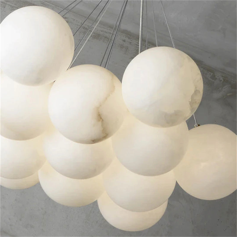 Alabaster Globe Ceiling Pendant Light, 19 Balls, 33"