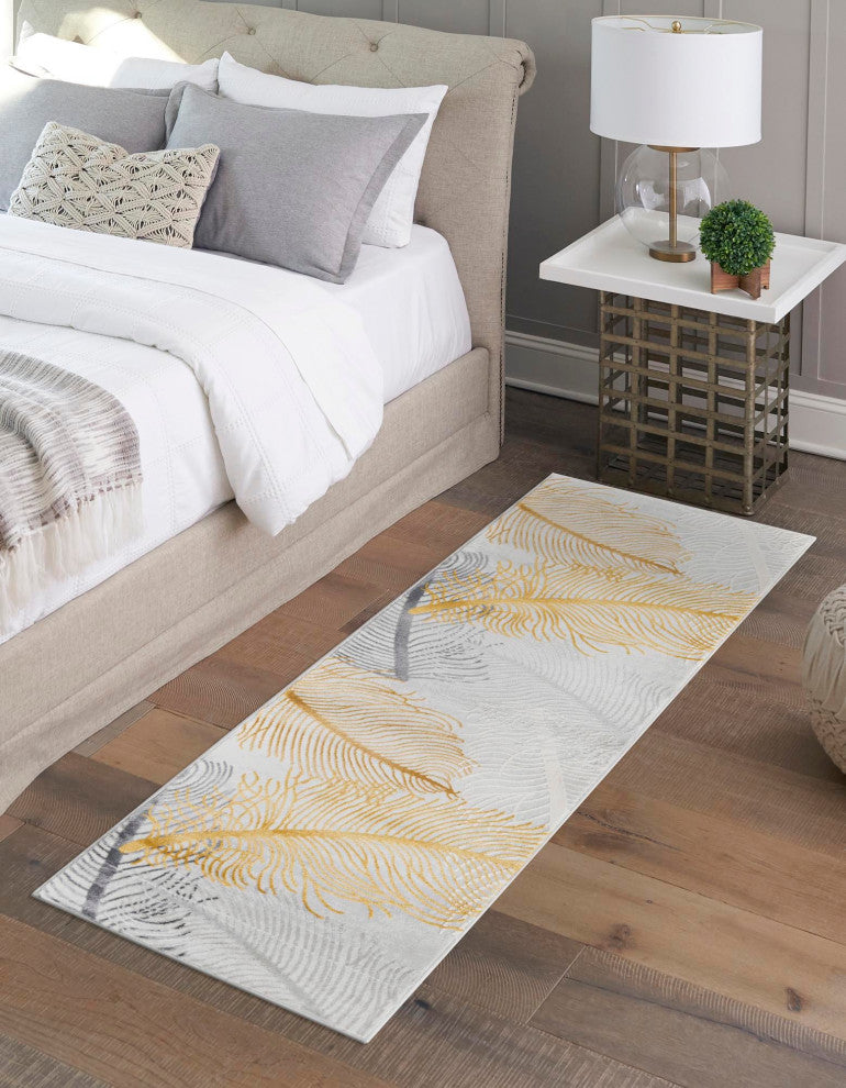 Unique Loom Camilla Finsbury Rug, Yellow Gray, 2'x8'