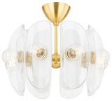 Hilo 8 Light Semi Flush, Aged Brass