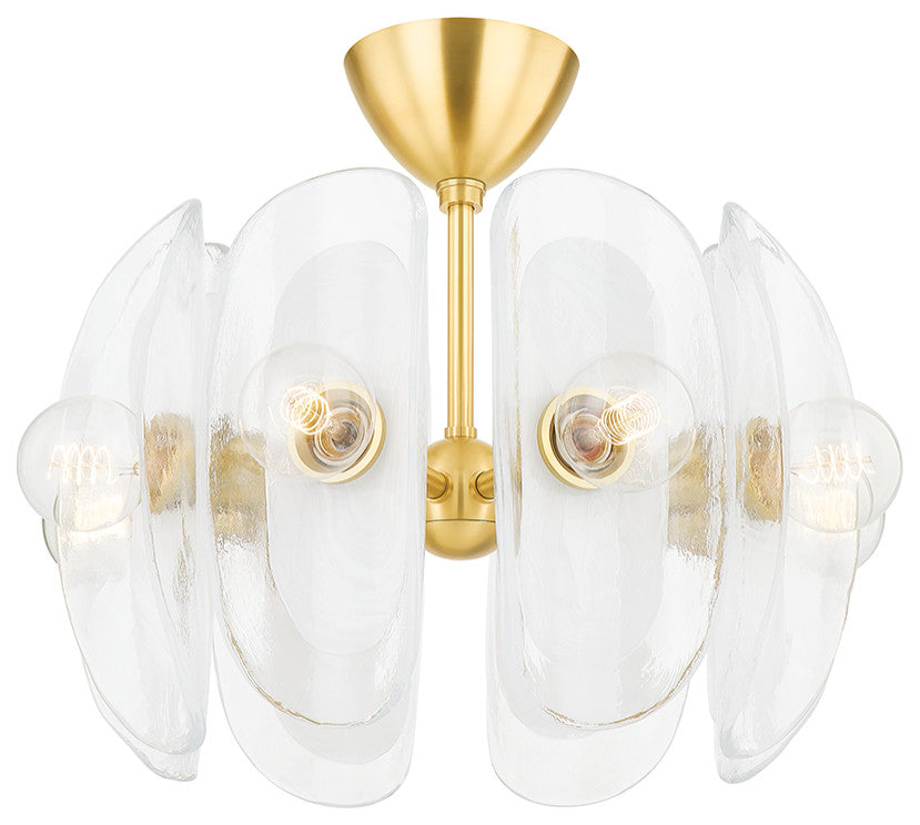 Hilo 8 Light Semi Flush, Aged Brass