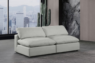 Comfy Upholstered Modular Sofa, Grey, 2-Piece: 2 Armless Chair, Linen Textured Fabric