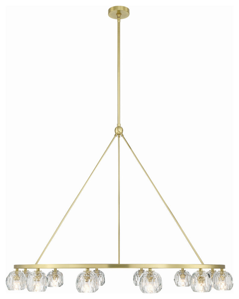 Aragon 12-Light Soft Brass Chandelier, Faceted Cut Crystal