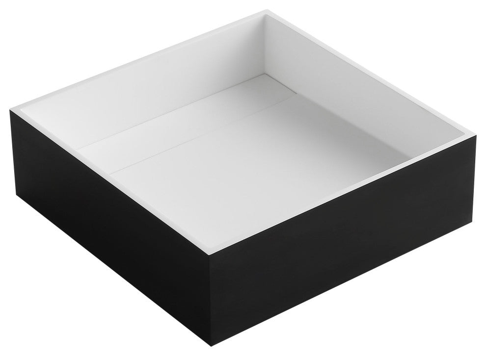 Black Matte 14" Square Solid Surface Resin Sink