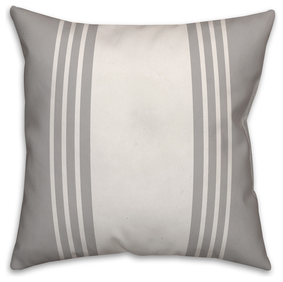 Gray and White Farmhouse Stripe 18x18 Throw Pillow
