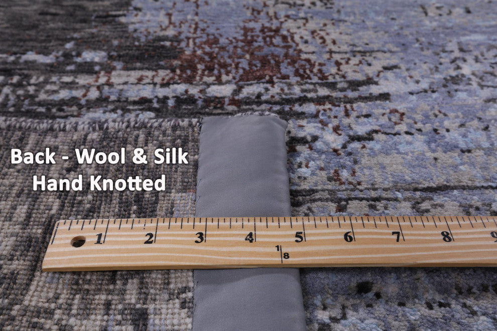 Hand Knotted Wool and Silk Abstract Rug 8' 0" X 10' 2" Q8554