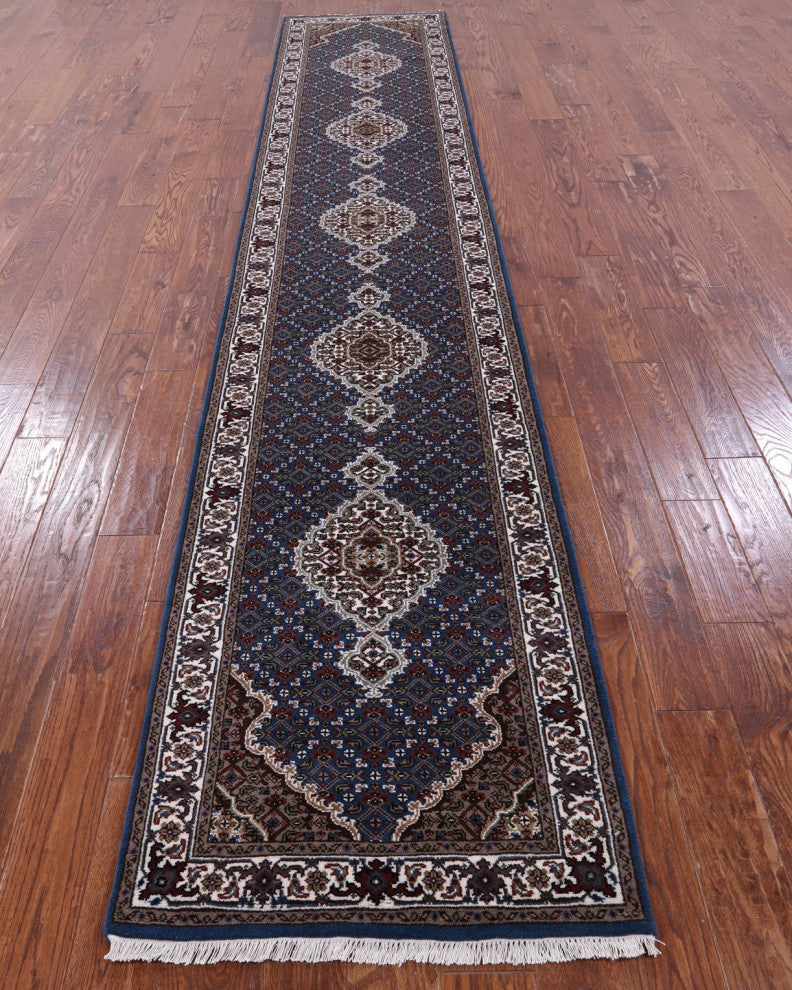 Runner Persian Tabriz Hand-Knotted Wool and Silk Rug 2' 7" X 14' 0" Q8950