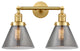 Large Cone 2 Light Bath Vanity Light, Satin Gold, Plated Smoke