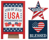 Patriotic Wooden Block Table Sign, 3-Piece Set