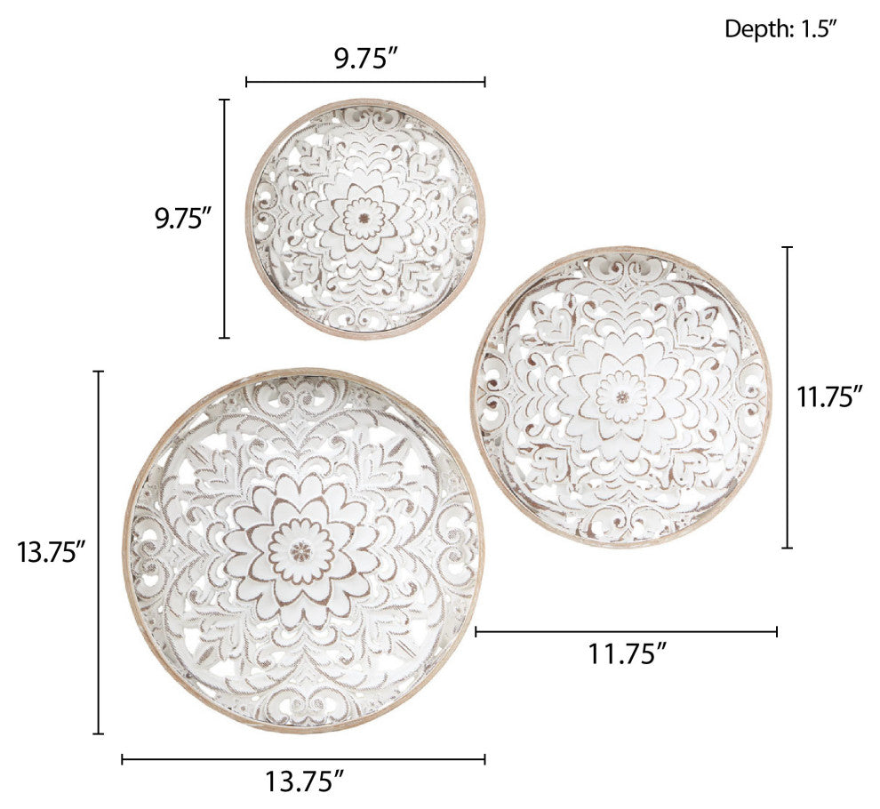 Madison Park Medallion Trio Farmhouse Wood Wall Decor Accent