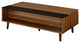 Wooden Coffee Table w/Lift Top, Walnut and Black Finish