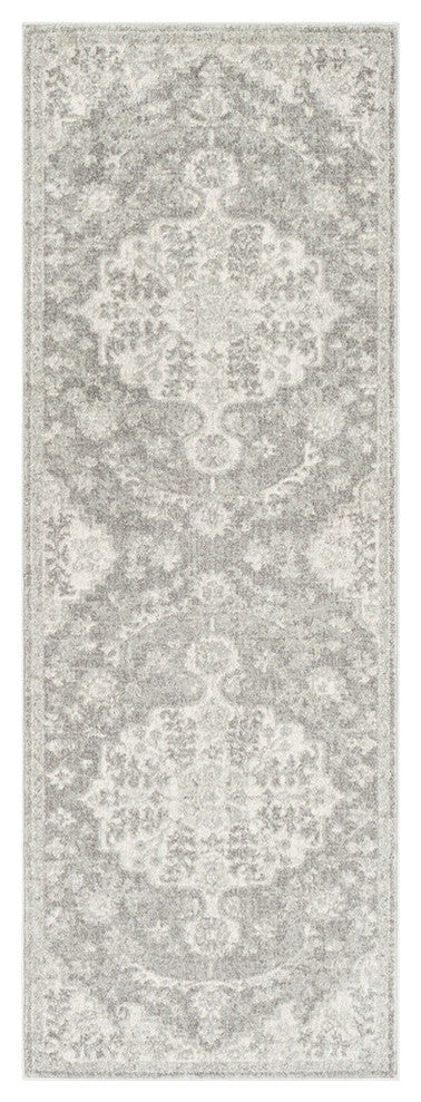 Harput Updated Traditional Charcoal, Light Gray Area Rug, 2''7"x7''3" Runner