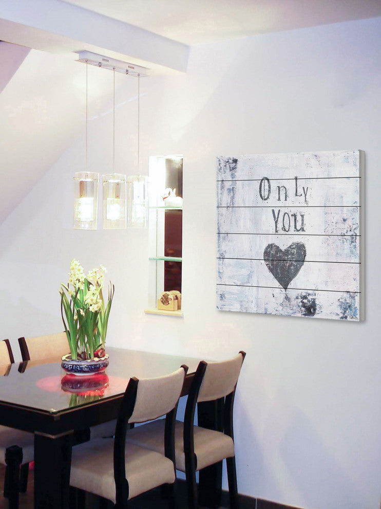 "Only You" Painting Print on White Wood, 18"x18"