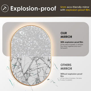 Mizani Oval Framed Bathroom/Vanity LED Lighted Wall Mirror, Brushed Copper, 24"