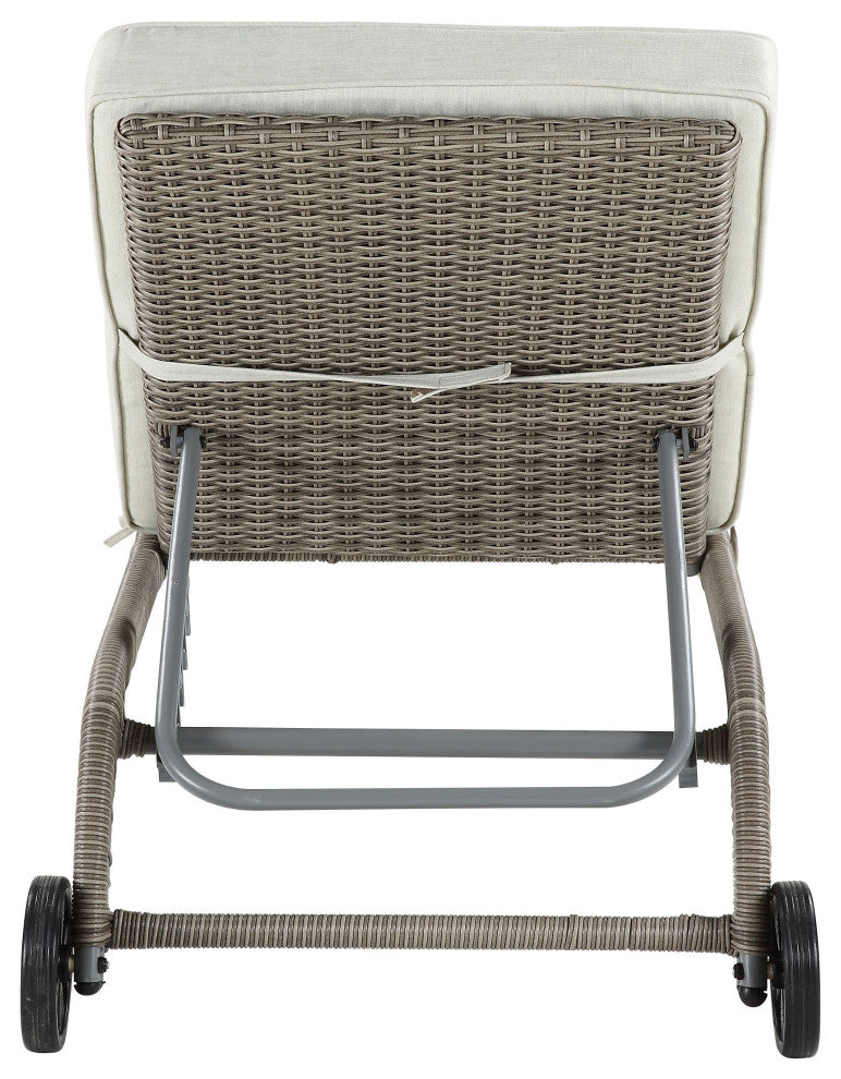 ACME Salena Patio Sun Lounge in Beige Fabric & Gray Finish