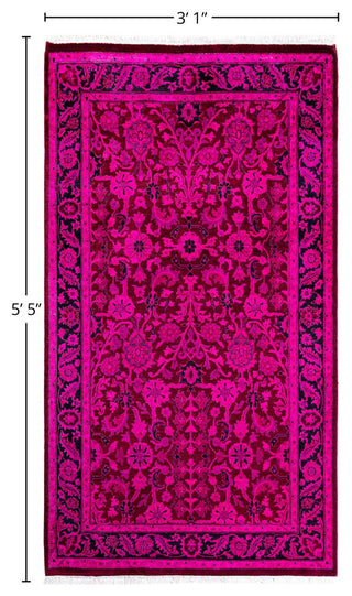 Overdyed, One-of-a-Kind Hand-Knotted Area Rug Pink, 3'1"x5'5"