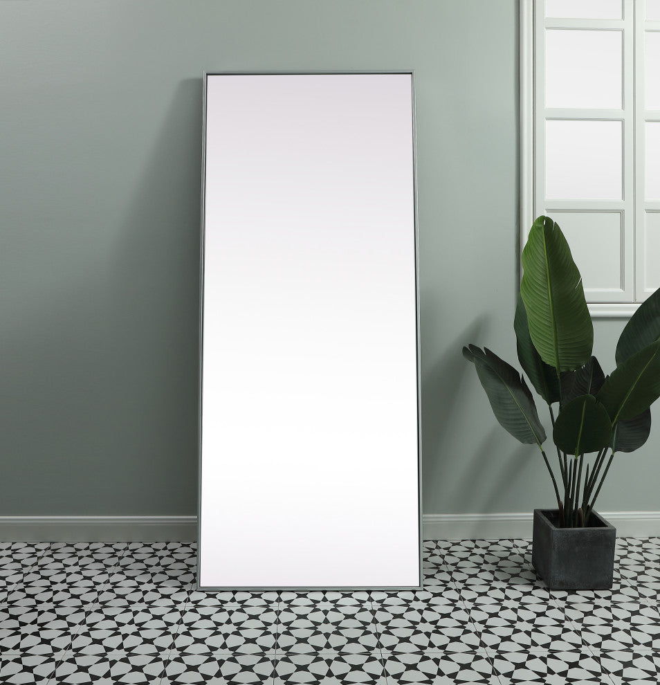 Metal Frame Rectangle Full Length Mirror 30X72 Inch, Silver