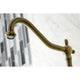 KS1243PLBS Wall Mount Bridge Kitchen Faucet With Brass Spray, Antique Brass
