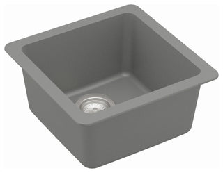 Karran Undermount Quartz Composite 17" Bar Single Bowl Sink, Grey