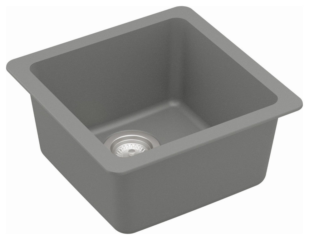 Karran Undermount Quartz Composite 17" Bar Single Bowl Sink, Grey