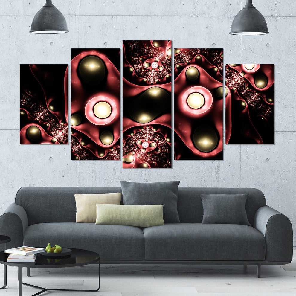 3D Surreal Brown Illustration, Brown, Floral Canvas Art Print, 60"x32", 5 Panels