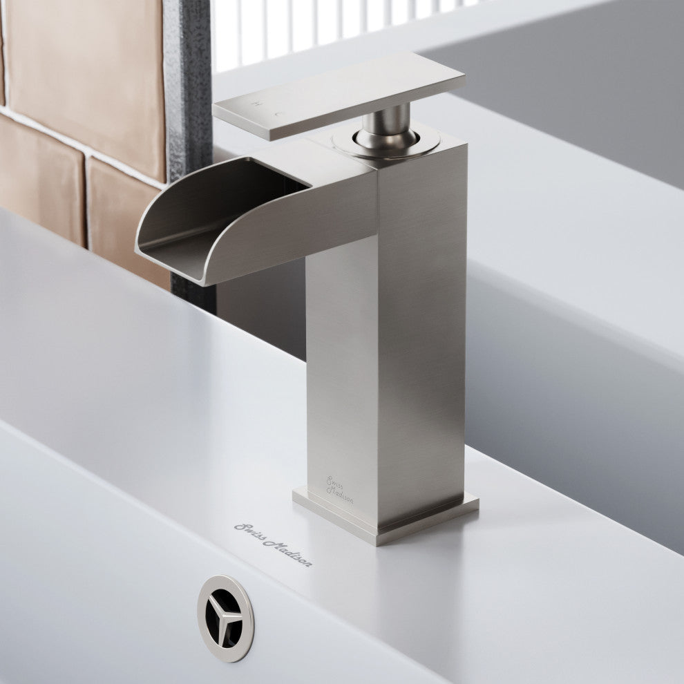 Concorde Single Hole, Waterfall Bathroom Faucet, Brushed Nickel