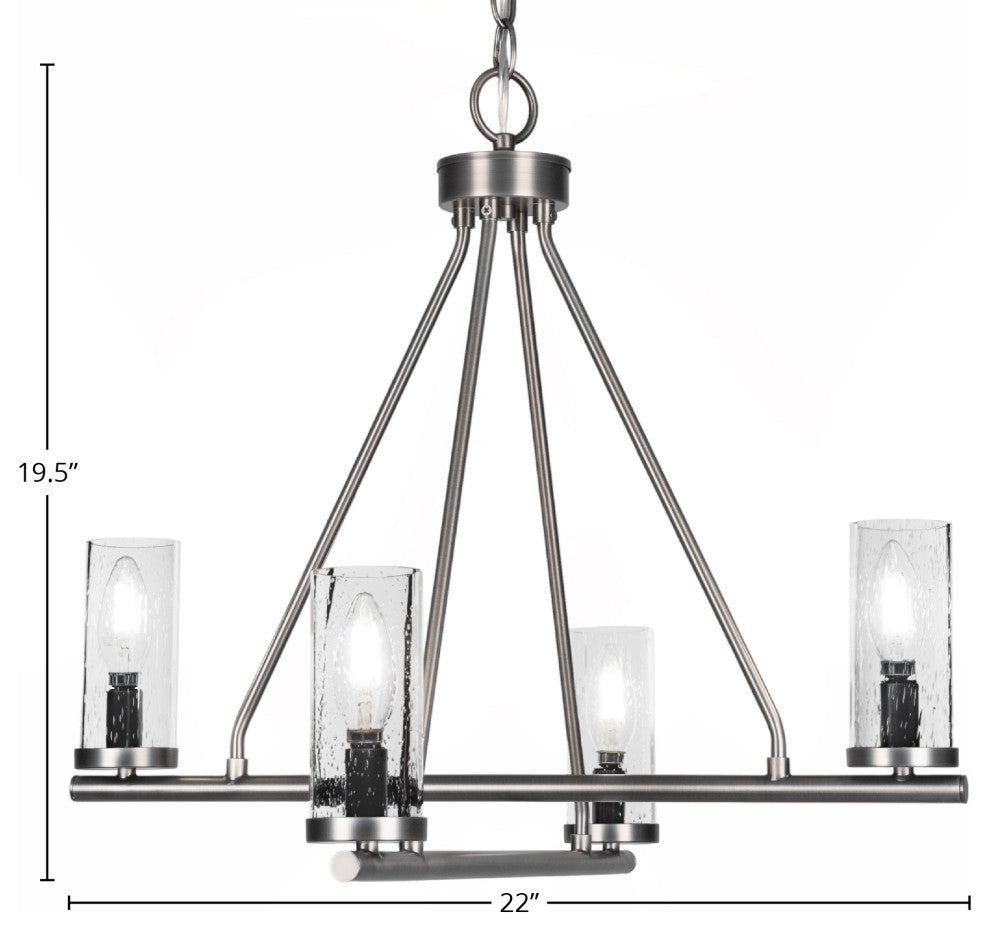 Trinity 4 Light Chandelier Shown, Graphite Finish With 2.5" Clear Bubble Glass
