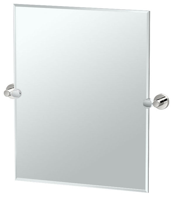 Glam Frameless Rectangle Mirror, Polished Nickel, 24"