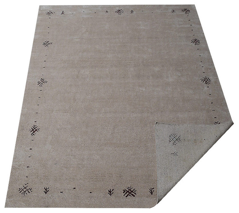 HAND KNOTTED LOOM SILK ECO-FRIENDLY AREA RUG-9'x12',Rectangle,Beige,Contemporary