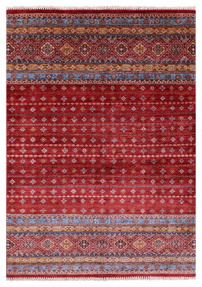5' 8" X 8' 0" Hand Knotted Super Kazak Khorjin Wool Rug Q10450