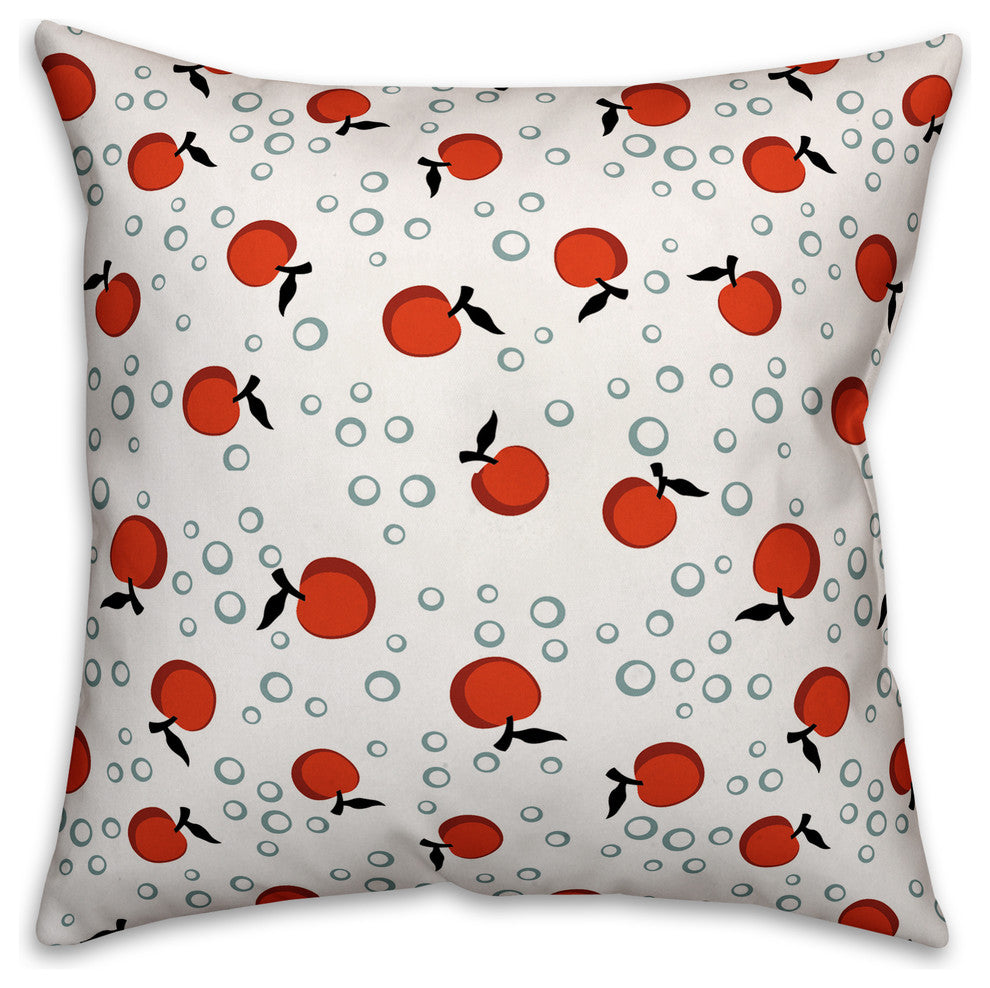 Whimsical Cherry Pattern, Red Throw Pillow, 16"x16"
