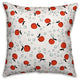 Whimsical Cherry Pattern, Red Throw Pillow, 16"x16"
