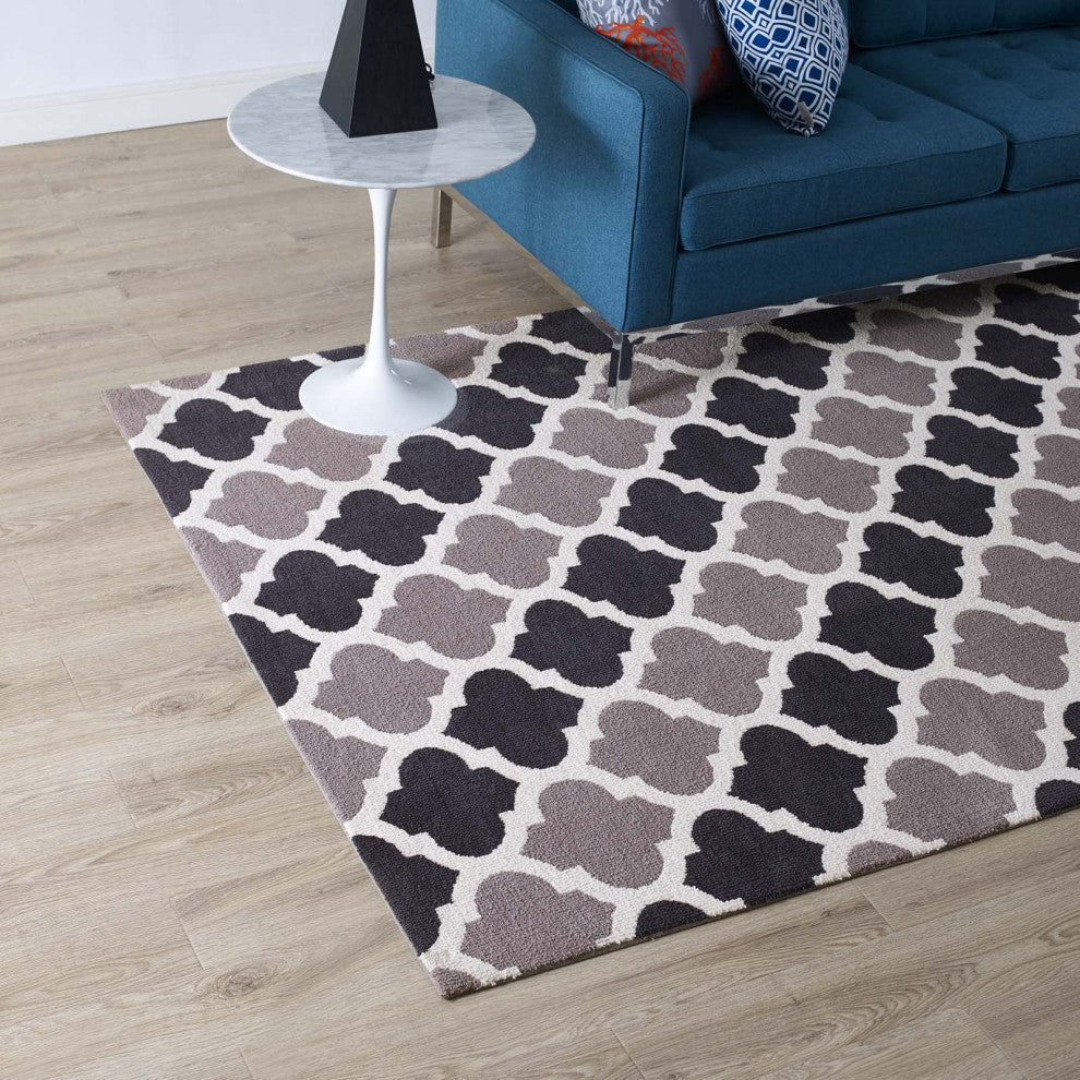 Charcoal and Black Lida Moroccan Trellis 8x10 Area Rug