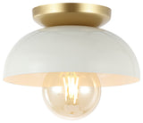 Paulina 8.5" 1-Light Iron LED Flush Mount, White/Gold Painting