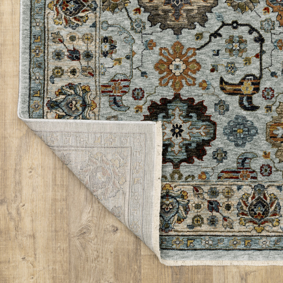 Augustus Medallions Indoor Area Rug, Light Blue, 2'3"x7'6"