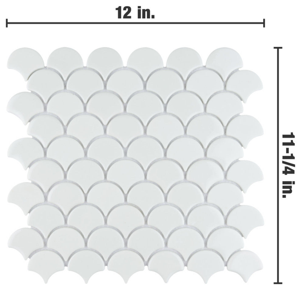 Expressions Scallop White Glass Floor and Wall Tile