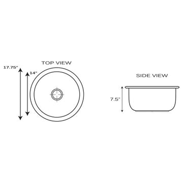 Nantucket Sinks Hyannis-18 18 inch Fireclay Round Bar-Prep Sink In White