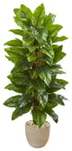 58" Large Leaf Philodendron Artificial Plant in Sand Stone Planter