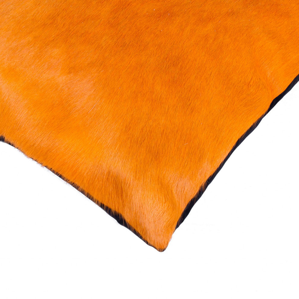 HomeRoots 18" x 18" x 5" Orange Cowhide Pillow 2-Pack