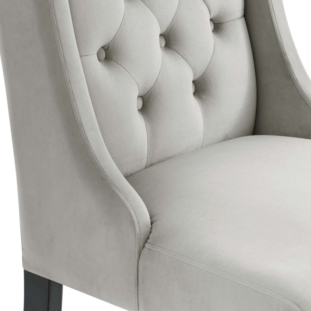 Baronet Performance Velvet Dining Chairs, Set of 2, Light Gray