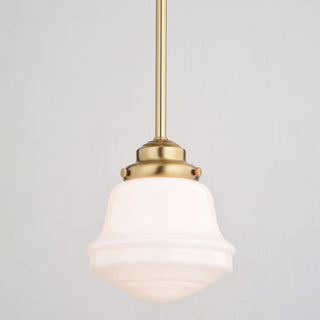 Huntley Gold Brass Farmhouse Mini Pendant Ceiling Light White Schoolhouse Glass