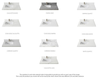 Alys Teak 36 Bathroom Vanity Left Offset Sink Whitewashed 2" Calacatta Nuvo